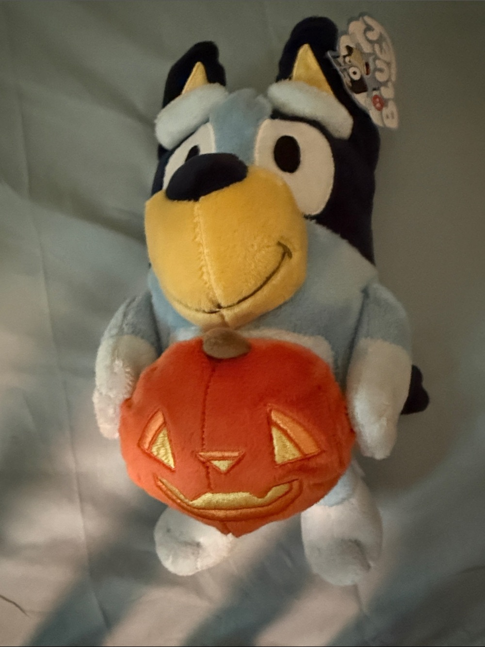 Brand new 12” Bluey with Pumpkin Halloween plush stuffed animal
